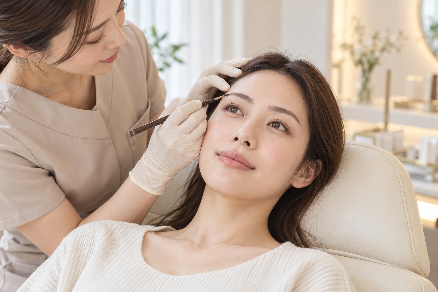 日本人女性の眉カウンセリングを表現した仮イメージ